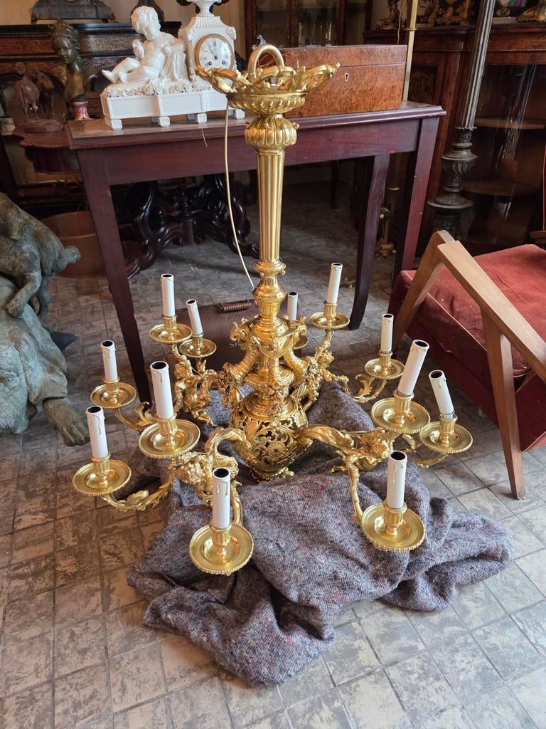 Zeer mooie antieke bronzen lamp luster, Antiek en Kunst, Ophalen