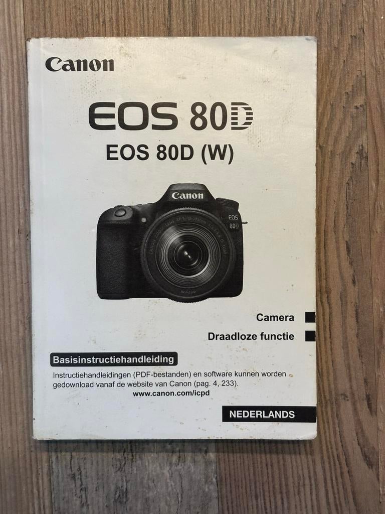Canon EOS 80D (W) gebruikshandleiding nederlandstalig, Boeken, Ophalen of Verzenden