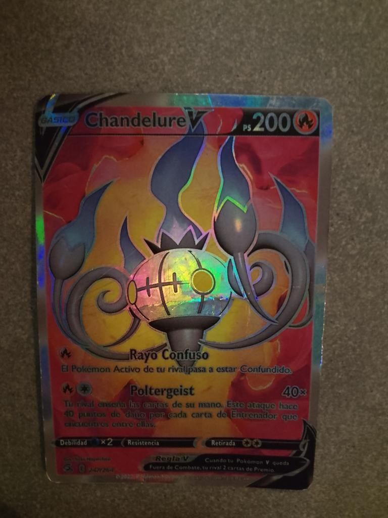 Pokémon Chandelure V - Zeldzame Holo Kaart, Ophalen of Verzenden, Zo goed als nieuw, Losse kaart, Foil