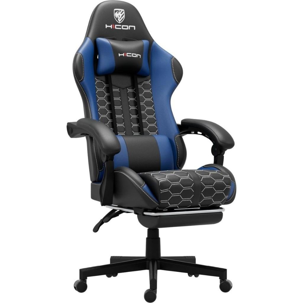 Gamestoel – Gamestoel met voetsteun -Gamestoel voor PC-Blauw, Huis en Inrichting, Bureaustoelen, Ophalen, Gaming bureaustoel, Blauw