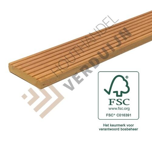 FSC 100% Vlonderplank grof profiel KD 25 x 145 x 1850 mm, Tuin en Terras, Palen, Balken en Planken, Ophalen, Planken, Nieuw, Hardhout
