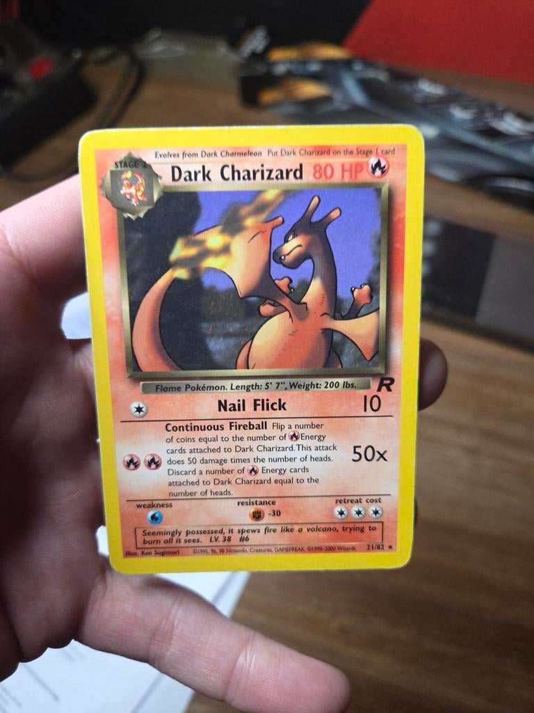 Dark Charizard 21/82 Team Rocket 2000 Wotc, Ophalen of Verzenden, Gebruikt, Losse kaart, Foil