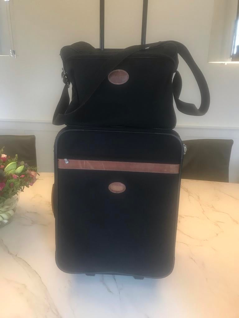 Longchamp Kofferset met Tas - Zwart, Goede Staat, Sieraden, Tassen en Uiterlijk, Tassen | Reistassen en Weekendtassen, Gebruikt