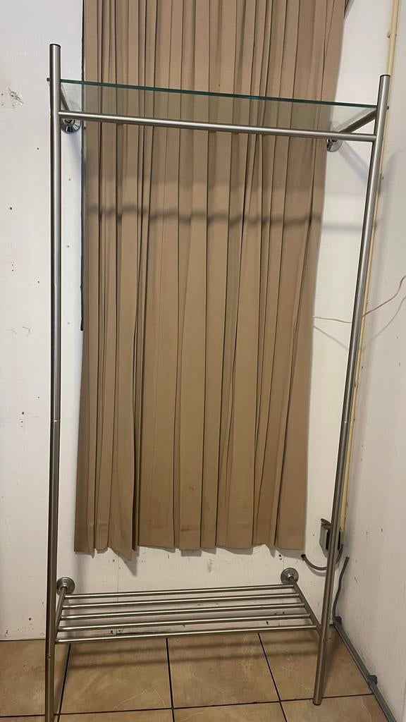 Handige kapstok met glas en metaal, 182x84 cm, Gebruikt, Ophalen of Verzenden, Glas, Staande kapstok