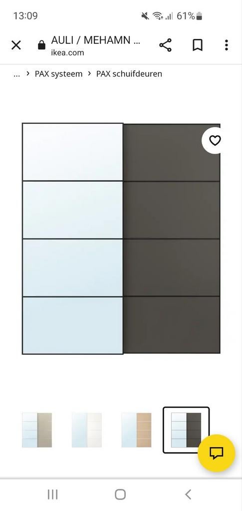 Ikea pax schuifdeuren donker bruin zwart [ alleen de deuren], Ophalen of Verzenden, Zo goed als nieuw, 200 cm of meer