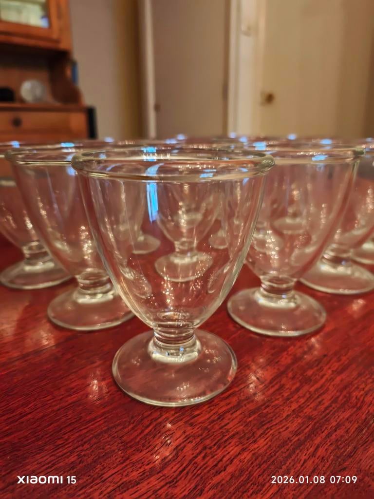 12 Cocktail/dessert/milkshake glazen - Made in France, Ophalen of Verzenden, Zo goed als nieuw, Overige typen