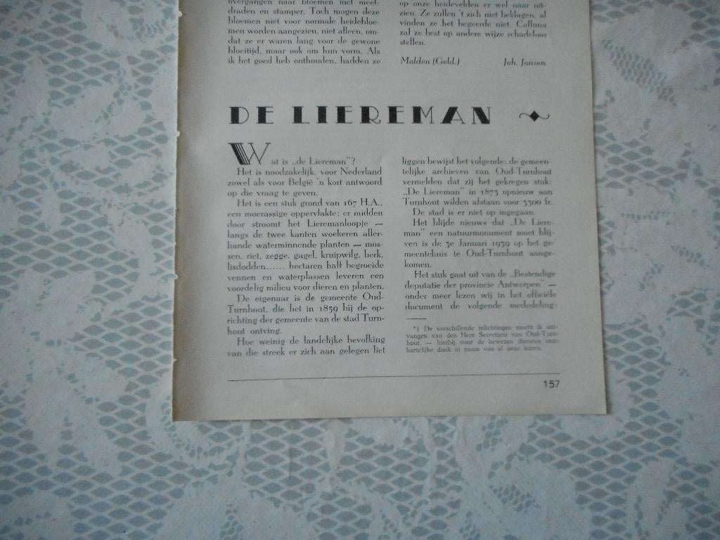Oud -  Turnhout. De Liereman. 1939, Ophalen of Verzenden, 1920 tot 1940, Buitenland, Knipsel(s)