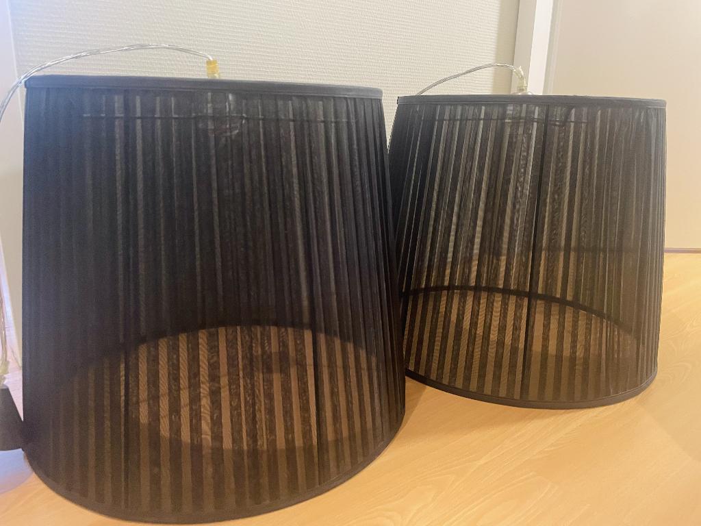 2 x Zwarte Plissé Hanglamp lampenkap, Ophalen, 25 tot 50 cm, Zwart, Rond