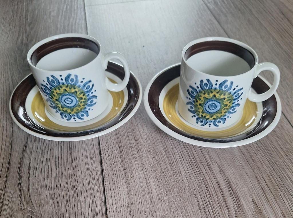 burleigh castile espressokopjes set 2 vintage ironstone, Antiek en Kunst, Ophalen of Verzenden