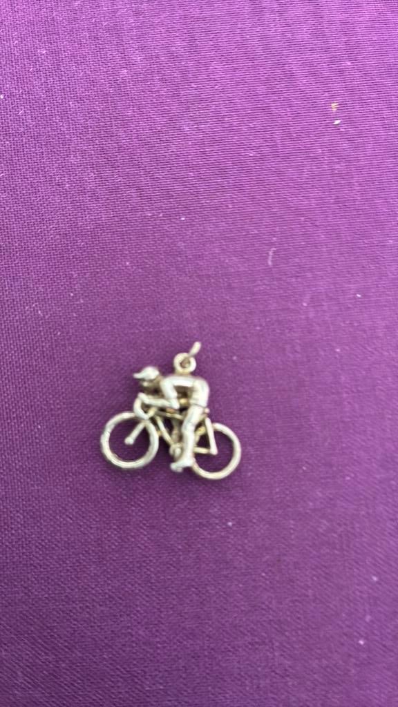 835 zilver gekeurde hanger wielrenner, Ophalen of Verzenden, Gebruikt, Zilver, Zilver