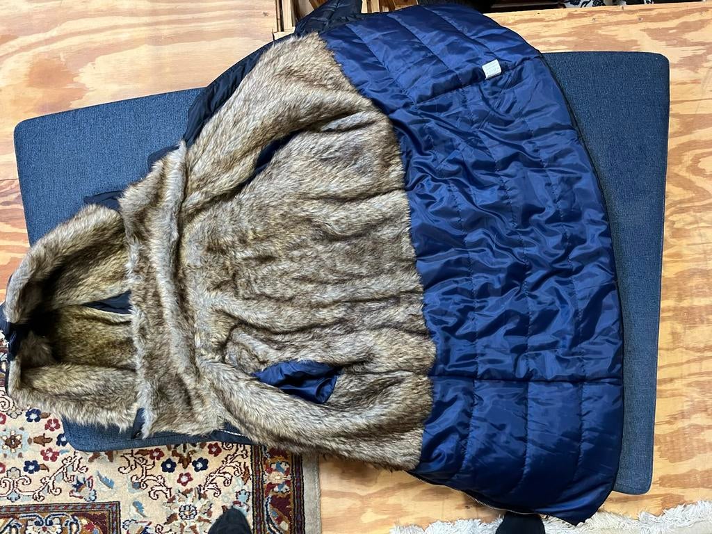 Blauwe Driekwart Winterjas met Voering, Ophalen of Verzenden, Zo goed als nieuw, Maat 48/50 (M), Blauw