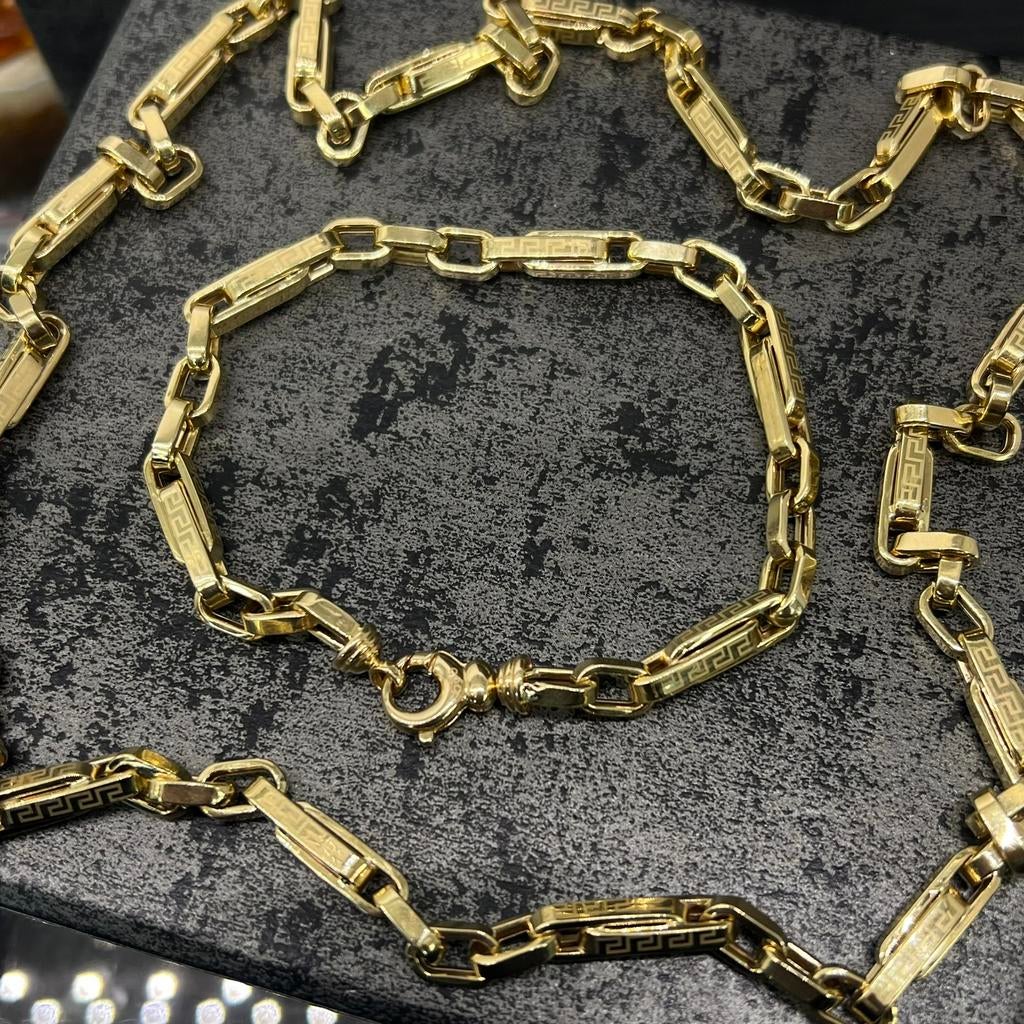 14k gouden ketting met armband set monte carlo, Ophalen of Verzenden, Nieuw, Goud