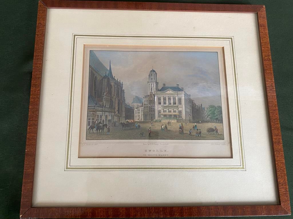 Oude Prent van Zwolle - Stadsgezicht, Audio, Tv en Foto, Fotoalbums en Accessoires, Ophalen of Verzenden, Gebruikt