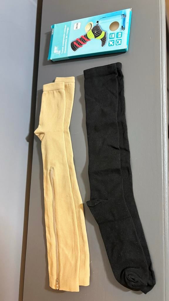 Twee paar compressie sokken, kousen mt. 38/39 deels met rits, Sokken en Kniesokken, ., Zwart, Nieuw