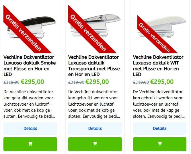 Vechline Dakventilator Luxuoso dakluik 3 kleuren! Actie 295€, Caravans en Kamperen, Kampeeraccessoires, Nieuw, Ophalen of Verzenden