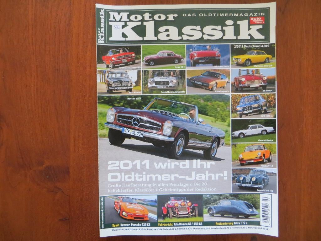 Motor Klassik 2 2011 Kremer-Porsche 935 K3, Alfa Romeo 6C, Ophalen of Verzenden, Alfa Romeo