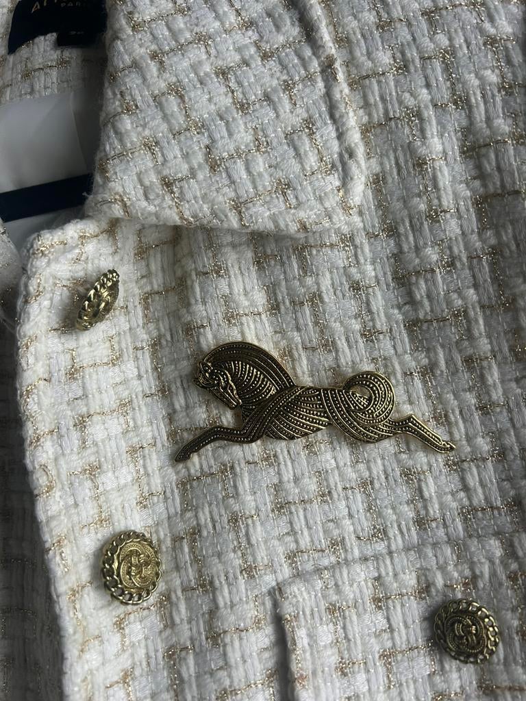 Vintage broche paard, Sieraden, Tassen en Uiterlijk, Broches, Overige materialen, Ophalen of Verzenden, Zo goed als nieuw, Goud
