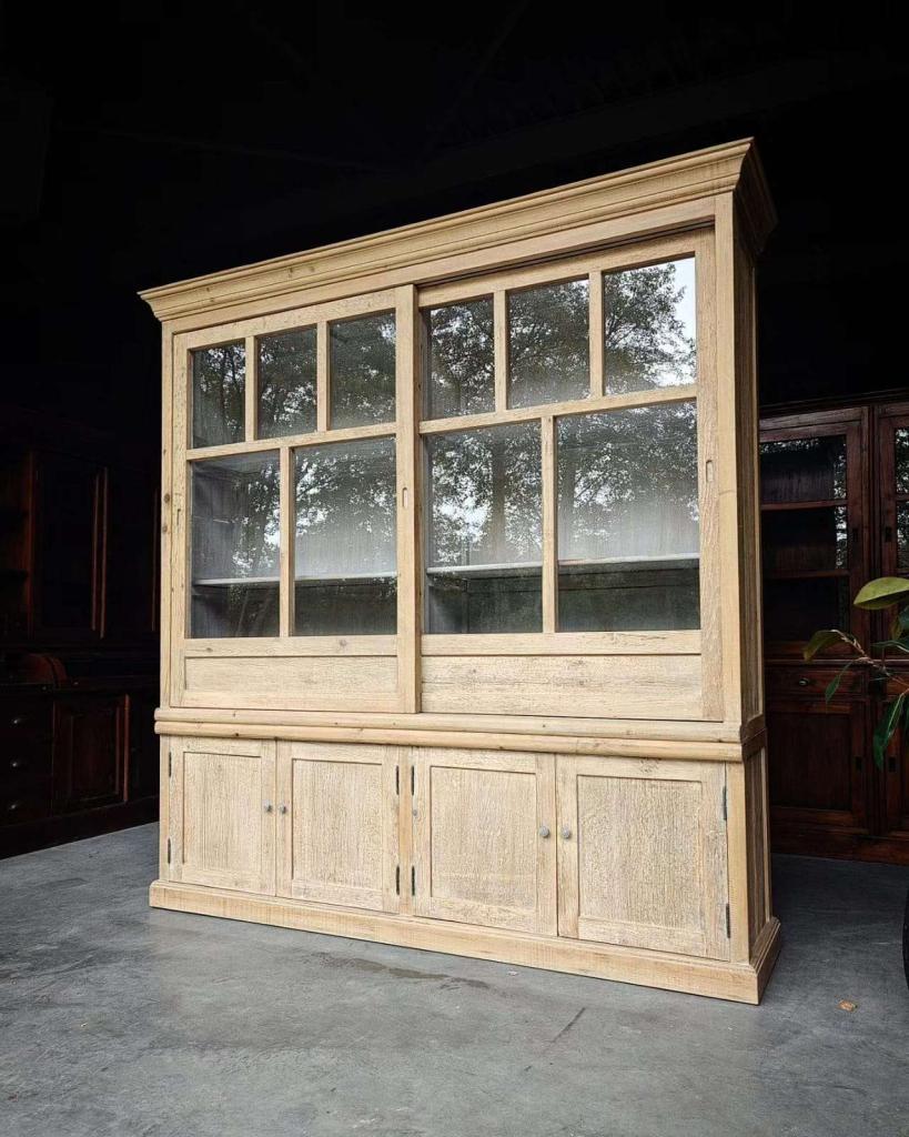 Stoere vitrinekast Jaren " 20 - 30 " | Buffetkast  #2347, Niet ingevuld, 200 cm of meer, Niet ingevuld, Ophalen of Verzenden