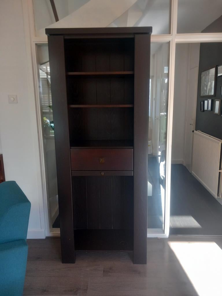 Kast eikenhout in Wengé kleur, Gebruikt, Eikenhout, Ophalen of Verzenden, 150 tot 200 cm