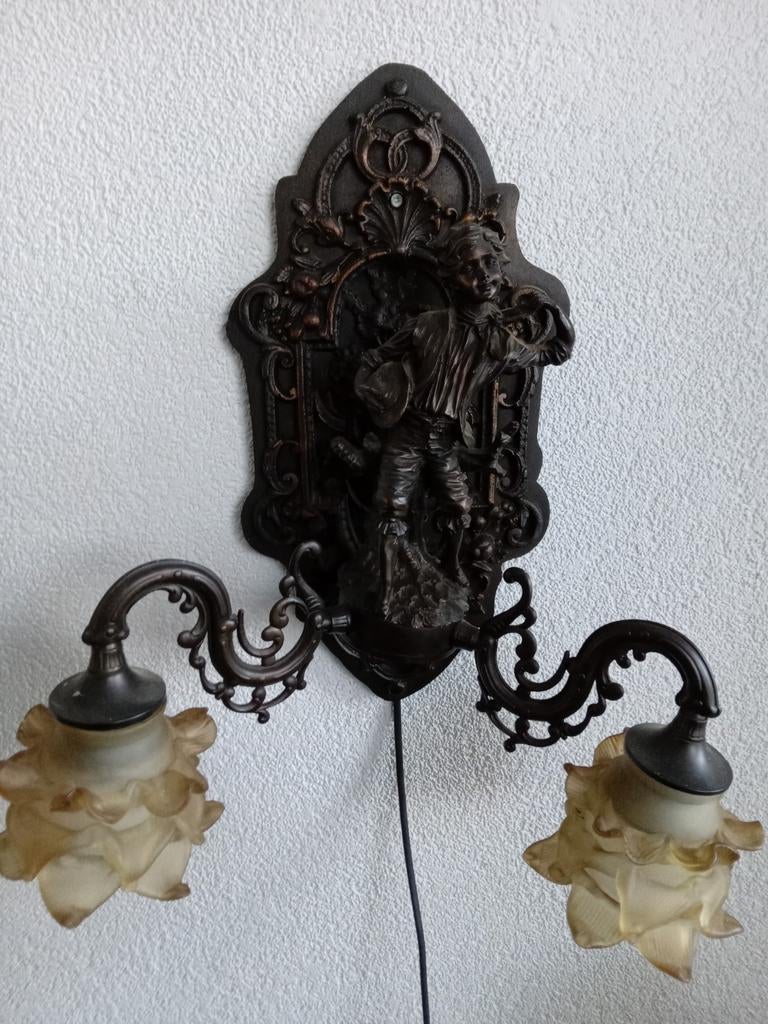 Art nouveau wandlamp jongeling 1950., Huis en Inrichting, Lampen | Wandlampen, Ophalen of Verzenden