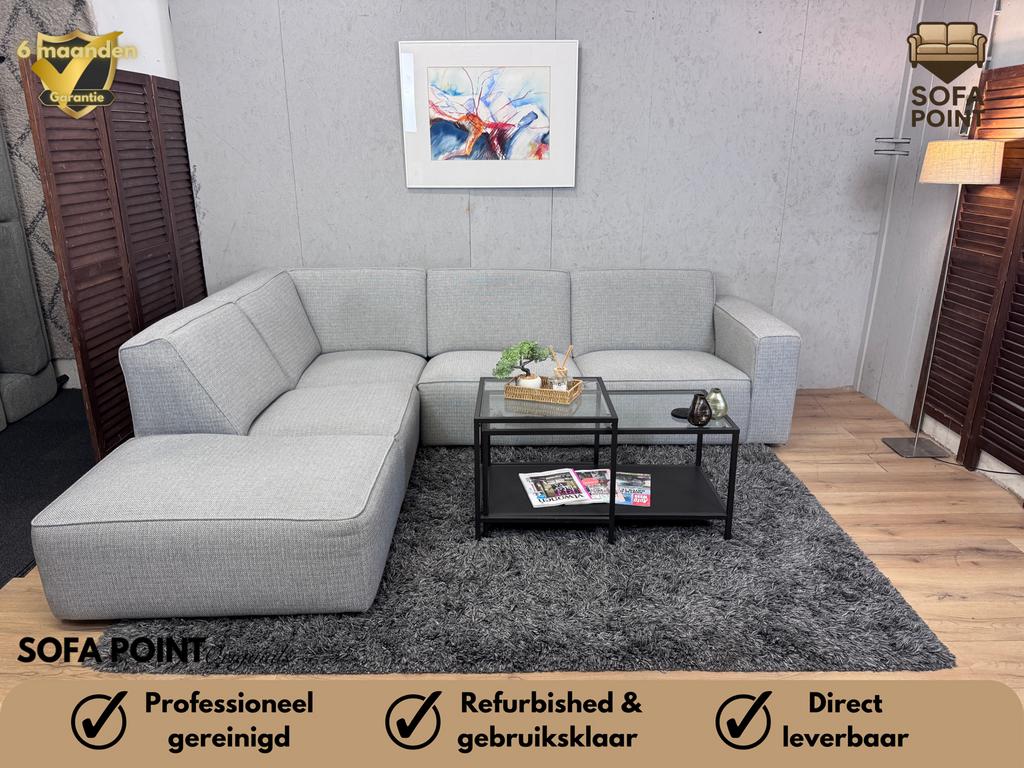 Strakke Lichtgrijze Hoekbank Refurbished - Gratis Bezorgd, Ophalen of Verzenden, Zo goed als nieuw, Noordkade 68A, Stof