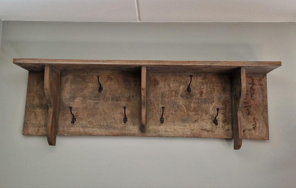 Hoffz kapstok van oud hout met 6 haken, Gebruikt, 100 tot 150 cm, Hout, Ophalen