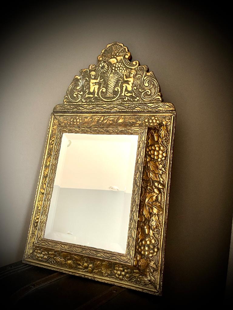 Spiegel Antiek Art Nouveau barok victoriaans brons vintage, Antiek en Kunst, Antiek | Spiegels, Ophalen, Rechthoekig, Minder dan 50 cm