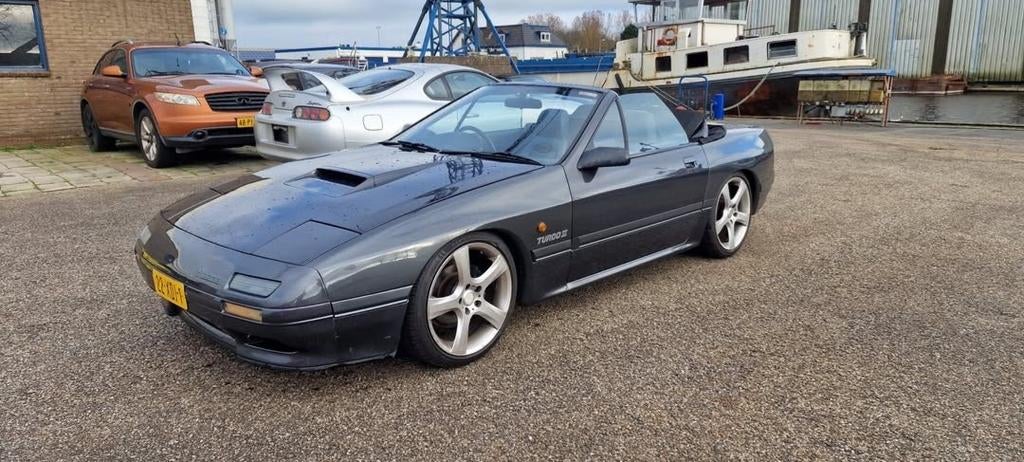 Weg=weg Mazda Rx7 FC Turbo II cabrio 350pk bj 1989, Auto's, Zwart, Cabriolet, Leder, 350 pk