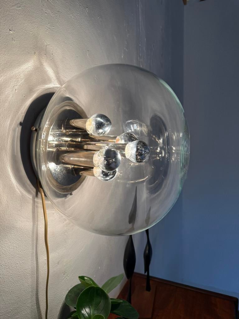 Vintage space age ‘Globe’ wandlamp, Glashütte Limburg ‘70, Huis en Inrichting, Lampen | Wandlampen, Ophalen of Verzenden, Zo goed als nieuw