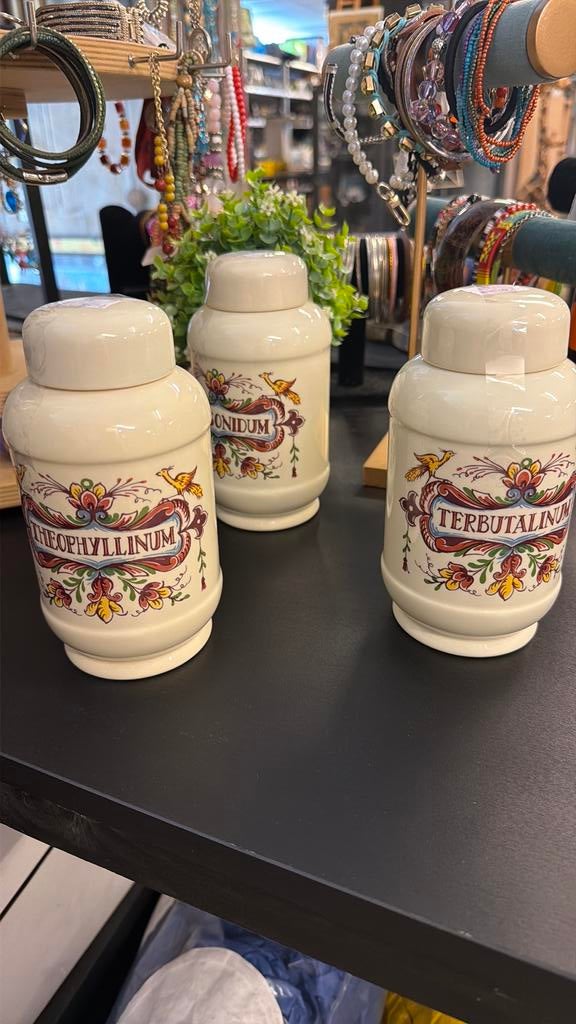 Vintage Apothekerspotten Theophyllinum & Budesonidum, Ophalen