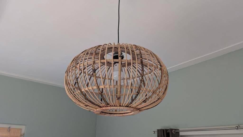 Lampenkap Boreas bamboe - diameter 50 cm, hoogte 30 cm, Ophalen, Zo goed als nieuw, Rond, 25 tot 50 cm