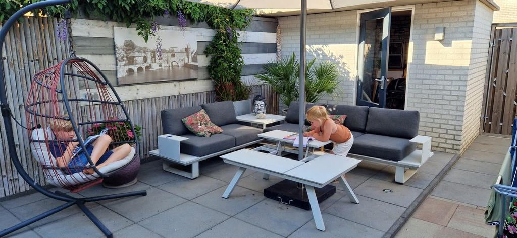 Loungeset ,intratuin, als nieuw ,antracietgrijs, Tuin en Terras, Bank, 6 zitplaatsen, Aluminium, Ophalen of Verzenden