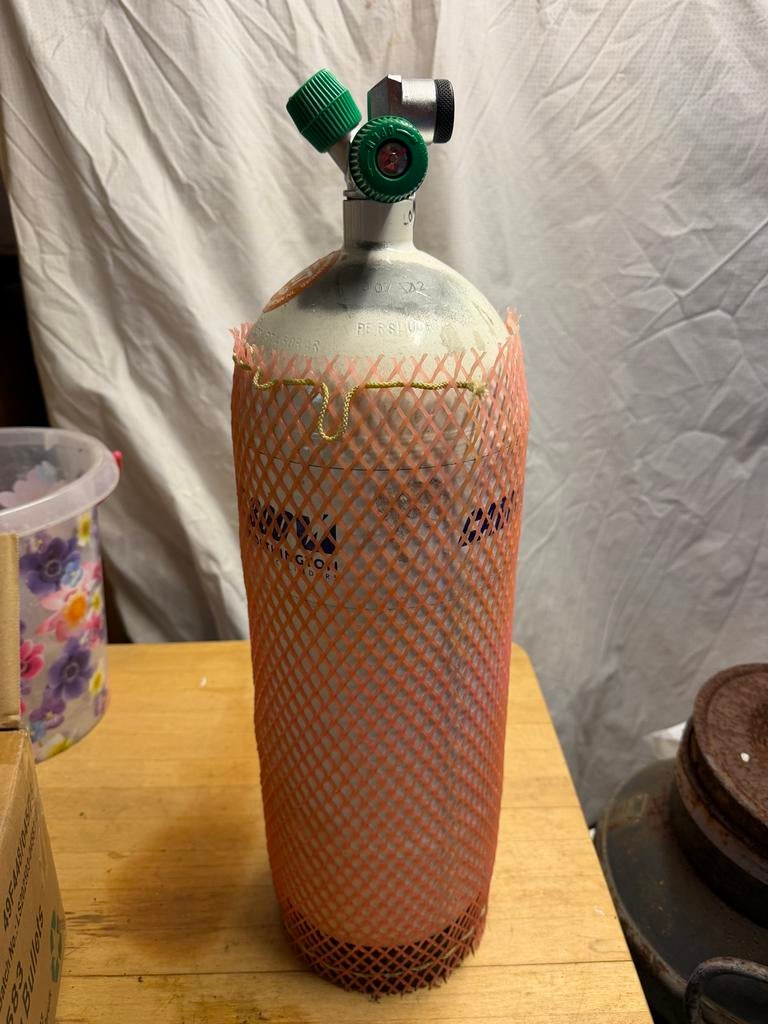 Carbon Duikfles 10L Worthington Nitrox Super Light, Ophalen of Verzenden, Gebruikt, Duikfles