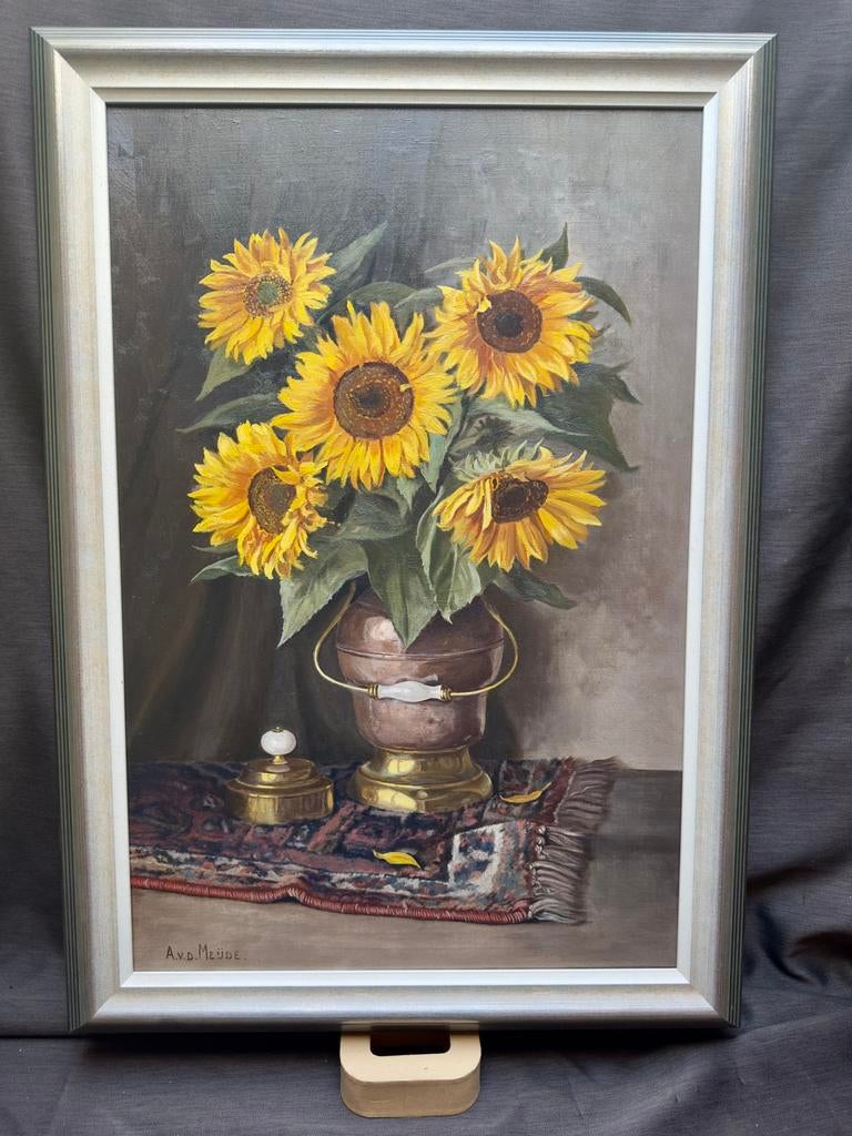 ADRIANUS VAN DER MEIJDE (1896-1988) BLOEMSTILLEVEN 50x76 cm., Ophalen of Verzenden, Zo goed als nieuw, Schilderij, 75 cm of meer