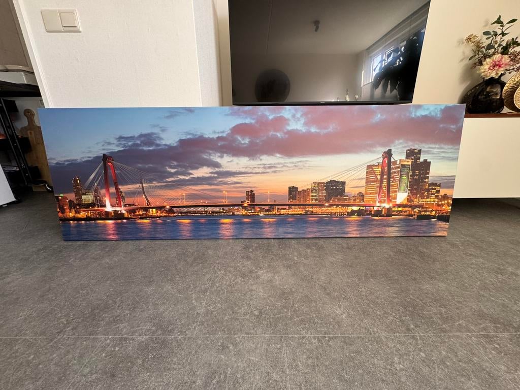 Canvas skyline Rotterdam, Ophalen, 50 tot 75 cm, 125 cm of meer, Zo goed als nieuw