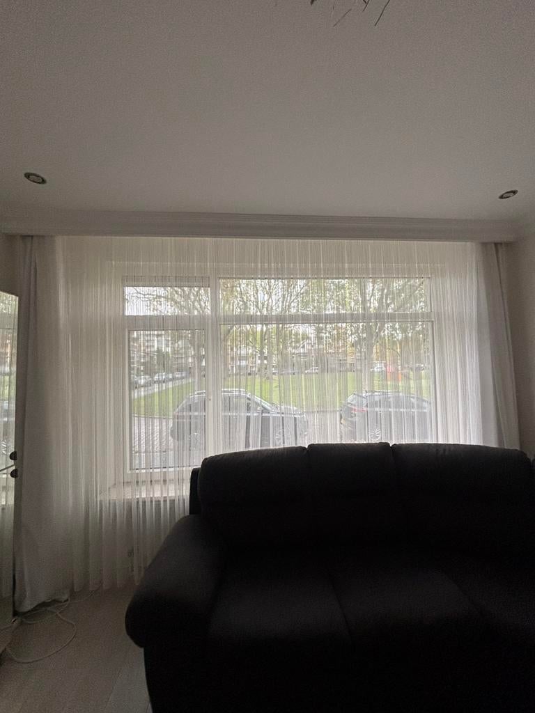 Witte Gordijnen 383 cm breedte 255 cm lengte, 2x, Ophalen, Wit, 200 cm of meer, 200 cm of meer