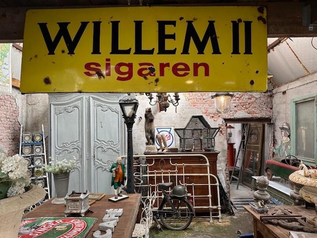 oud reclamebord emaille bord reclame Willem 2 sigaren, Ophalen of Verzenden, Gebruikt, Reclamebord