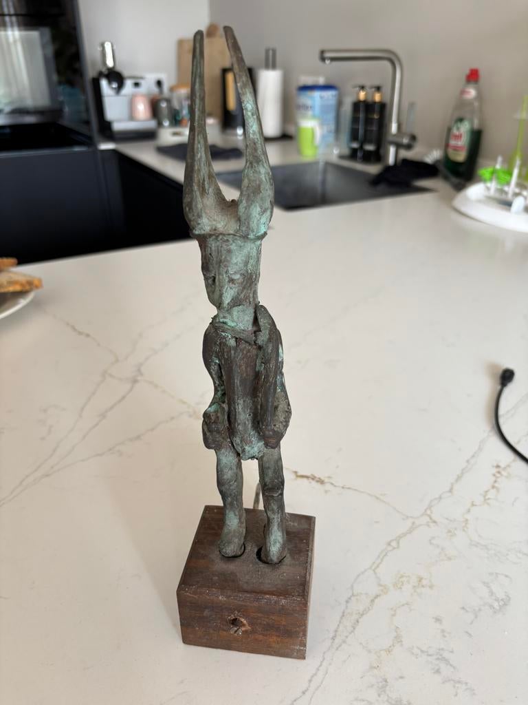Antiek Bronzen Sculptuur Ikenga brons beeld kunst volkskunst, Ophalen of Verzenden
