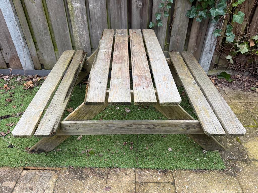 Kleine Picknicktafel voor kinderen, Gebruikt, Rechthoekig, Hout, Ophalen