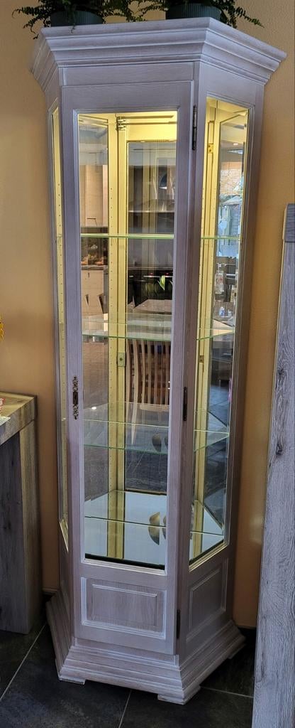 Vitrinekast glas met verlichting, Huis en Inrichting, Kasten | Vitrinekasten, Ophalen, 50 tot 100 cm, Glas, 150 tot 200 cm