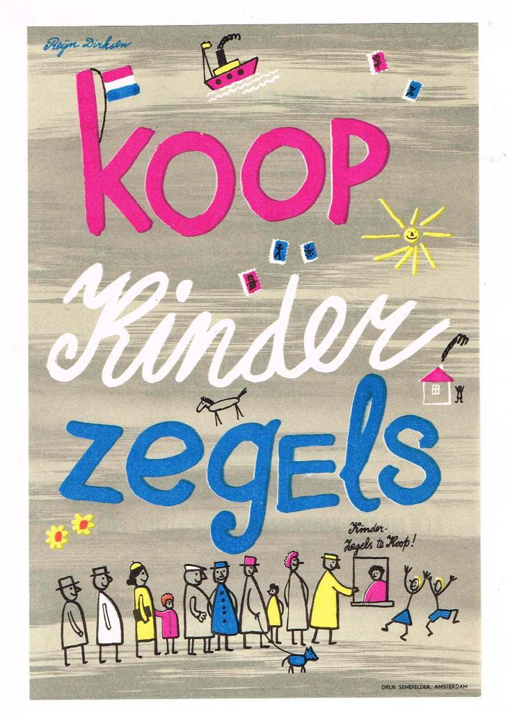 Kinderpostzegels 1954 Verkoopflyer, Ophalen of Verzenden, Na 1940