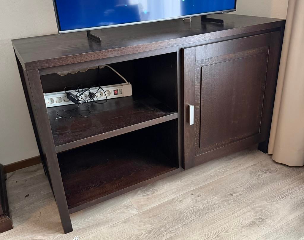 Donker tv meubel, Ophalen, Gebruikt, 100 tot 150 cm, Minder dan 100 cm