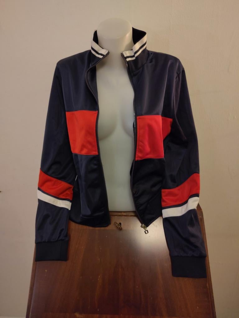 Sportief jasje, traingsjack, sportjas Bershka, blauw rood, L, Blauw, Maat 42/44 (L), Zo goed als nieuw, Racketsport