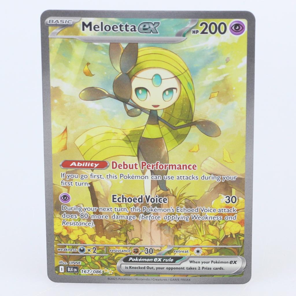 Pokemon Meloetta ex (BLK 167) Near Mint, Pokemon, Zo goed als nieuw, Support@pokemon.com, The Pokémon Company
Roppongi Hills Mori Tower 8F
6-10-1 Roppongi, Minato-ku
Tokyo 106-6118
Japan