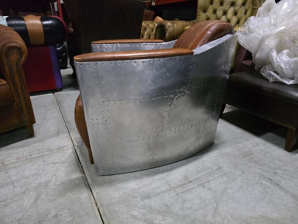 Aviator Fauteuil Vintage Leer - GRATIS BEZORGING, Huis en Inrichting, Fauteuils, Gebruikt, Onbekend, 75 tot 100 cm, Ophalen of Verzenden