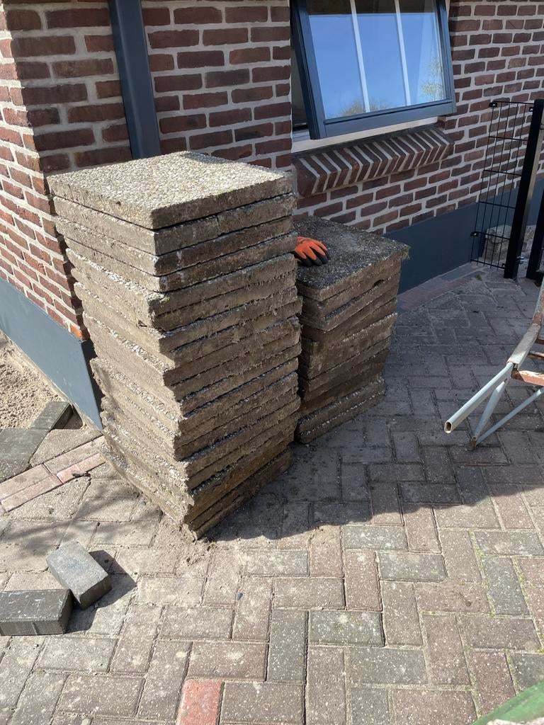 Grindtegels 50x50 cm, 34 stuks, Tuin en Terras, Tegels en Klinkers, Ophalen, Gebruikt, 5 tot 10 m², Grind