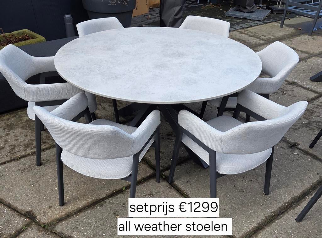 ALL WEATHER TUINSET TAFEL MET 6 EASYDRY STOELEN, Ophalen, Nieuw