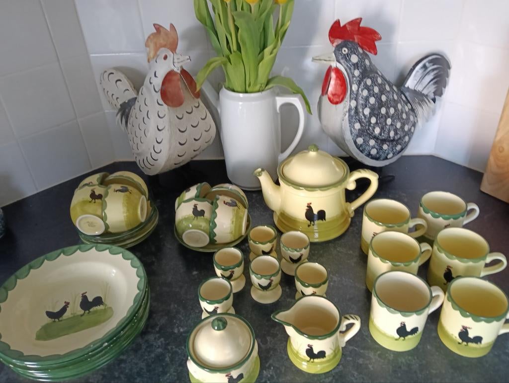 Zeller Kippenservies met kip en haan., Ophalen, Gebruikt, Keramiek, Overige stijlen