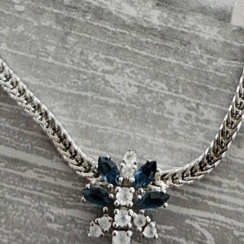 Zilveren ketting met saffieren, Verzenden, Zo goed als nieuw, Zilver, Zilver