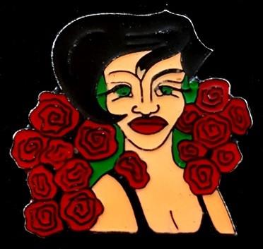 Pin Up pin- met rozen, Verzenden, Nieuw, Figuurtje, Speldje of Pin